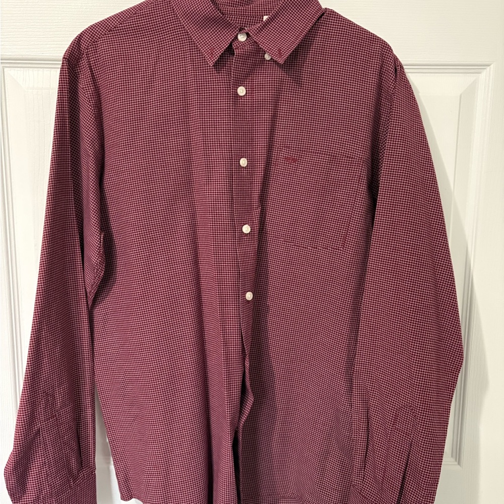 Men's Burgundy Checkered Shirt